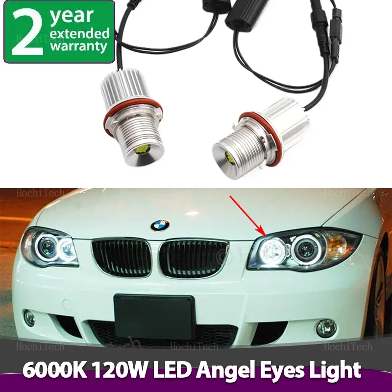 120w Angel Eyes Marker Light Bulbs Bright Headlights Replacement Car For BMW E39 E81 E82 E87 E88 X5 E53 E60 E61 E63 E64 X3 E83 - view 2
