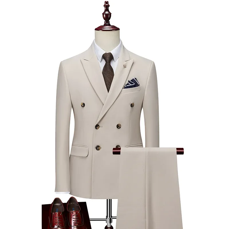 

B257-Spring and autumn men's Korean style slim suit three-piece suit British casual groomsmen large size dress