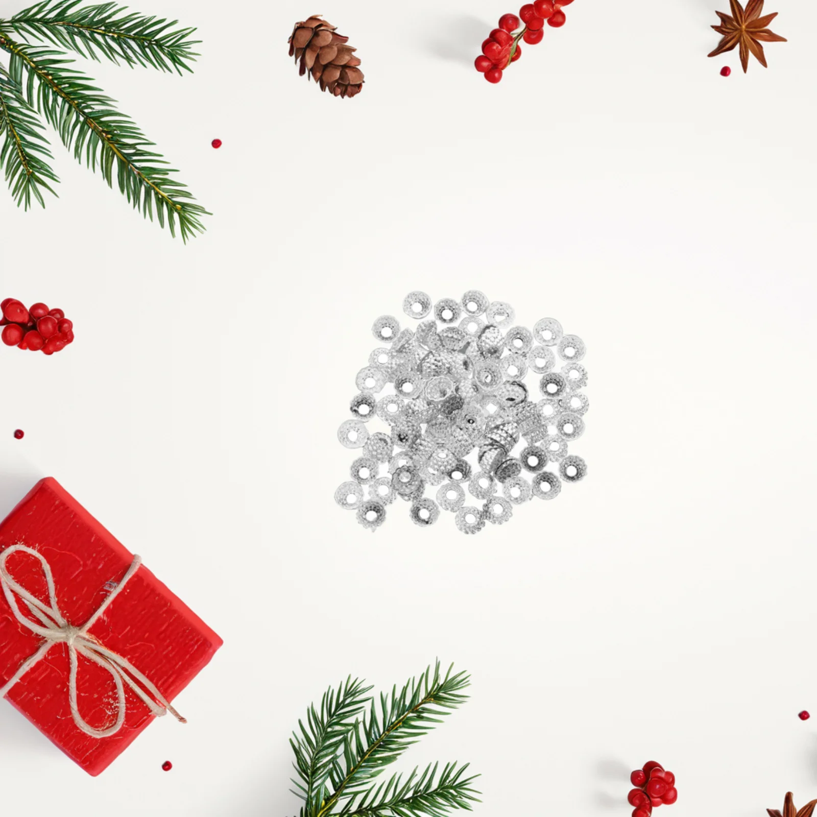 

100 Pcs Christmas Ornaments Decorations Party Supplies PVC DIY Tops Caps Hangers