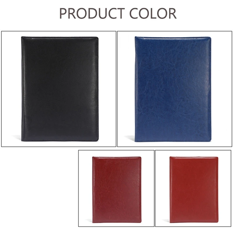 A16R-A4 PU Padfolio File Folder Portfolio Business Document Holder Metal Clipboard Pad Document Organizer Holder