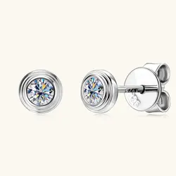 IOGOU D0.10CT Moissanite Diamond Round Stud Earrings 925 Sterling Silver Original Fine Jewelry for Women Girls Anniversary Gifts