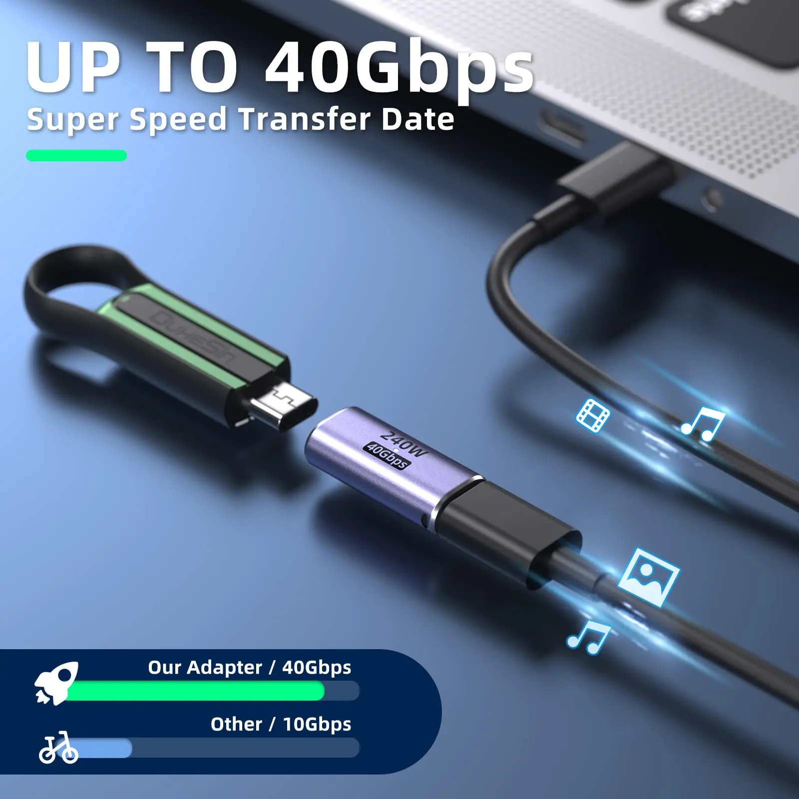 USB C 암-암 어댑터, PD 240W, 40Gbps, 8K, 60hz 비디오, 썬더볼트 4/3, 맥북 프로, 에어, 아이패드, USB-C 허브와 호환