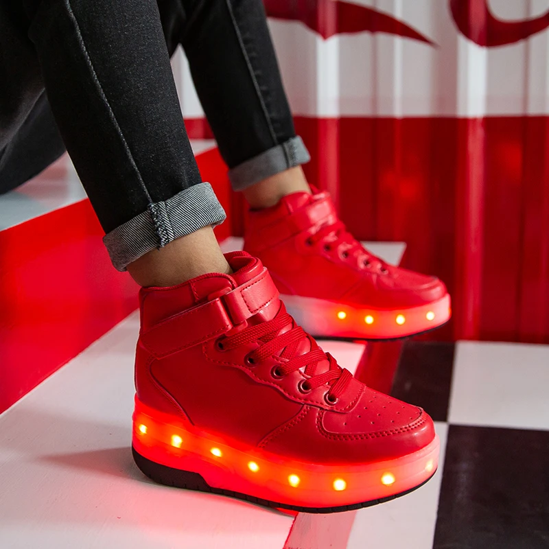 Roller Skates Shoes Two Wheels Sneakers Children Boys Girls Gifts Fashion Sports Casual LED Flashing Light Kids High Top Shoe