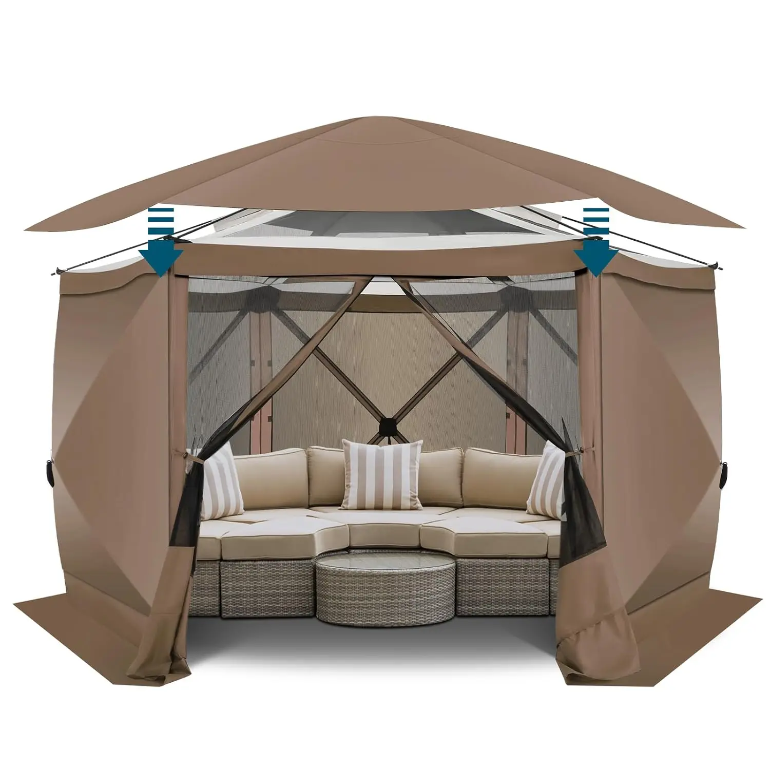 12x12 FT Pop Up Canopy Tent with Screen Walls & Sidewalls, Removable Roof Gazebo for Outdoor Camping Backyard Party, Customized