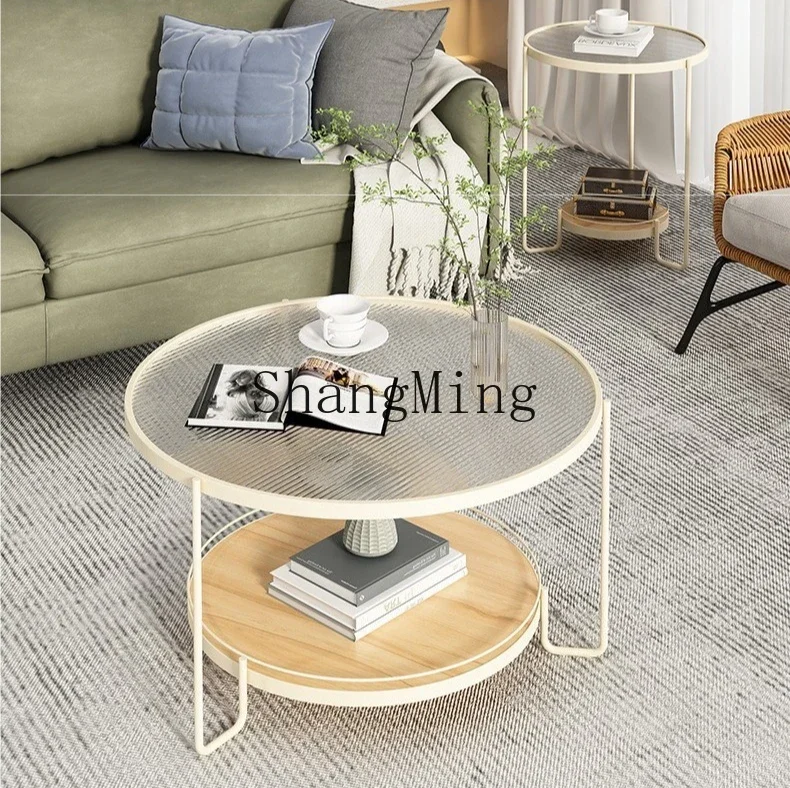 طاولة قهوة زجاجية فاخرة خفيفة FG بحجم دائري وحديث وبسيط ومجموعة عالية ومنخفضة طاولة قهوة تلسكوبية للأطفال والأم