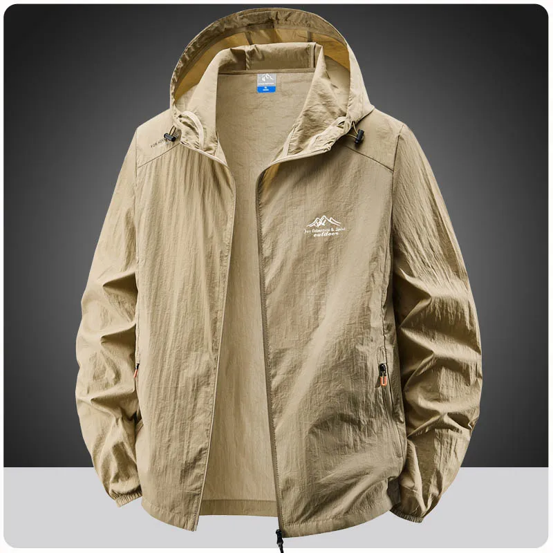 

Summer Waterproof Hiking Jackets Men Fishing Cycling Hooded Gym Sports Running Coat Outdoor Sun-Protective Thin Jacket Clothing