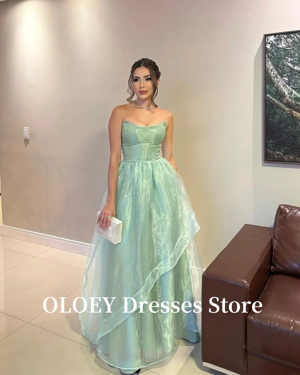 OLOEY セクシーなストラップレスロングイブニングドレスアラビア女性シルクオーガンザウエディングドレスフォーマルパーティー機会ウェディングパーティーカスタマイズ