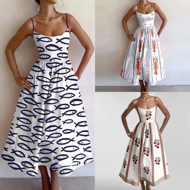 Summer Printed Strapless Ruched Waist Dress Long Maxi Dresses Spring Summer Women Fashion Bodycon Jumpsuit Playsuit