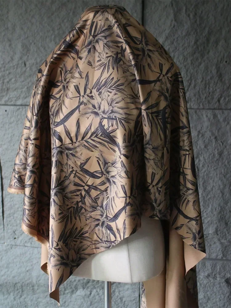 Ink Dyed Jacquard Fabric for Camel Cheongsam Dress Clothing Designer Diy Sewing Cloth By The Meter Material