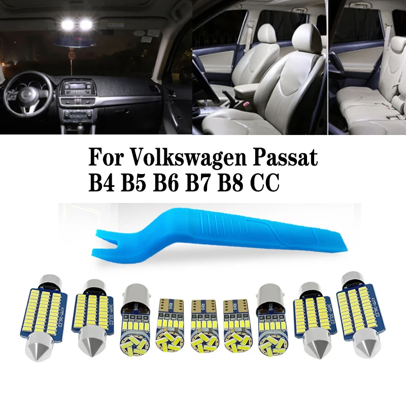 Do Volkswagen Passat B4 B5 B6 B7 B8 CC Złączki do lamp Biały Lodowy Niebieski Łatwa wymiana Bez Błędu Zestaw oświetlenia wnętrza samochodu LED