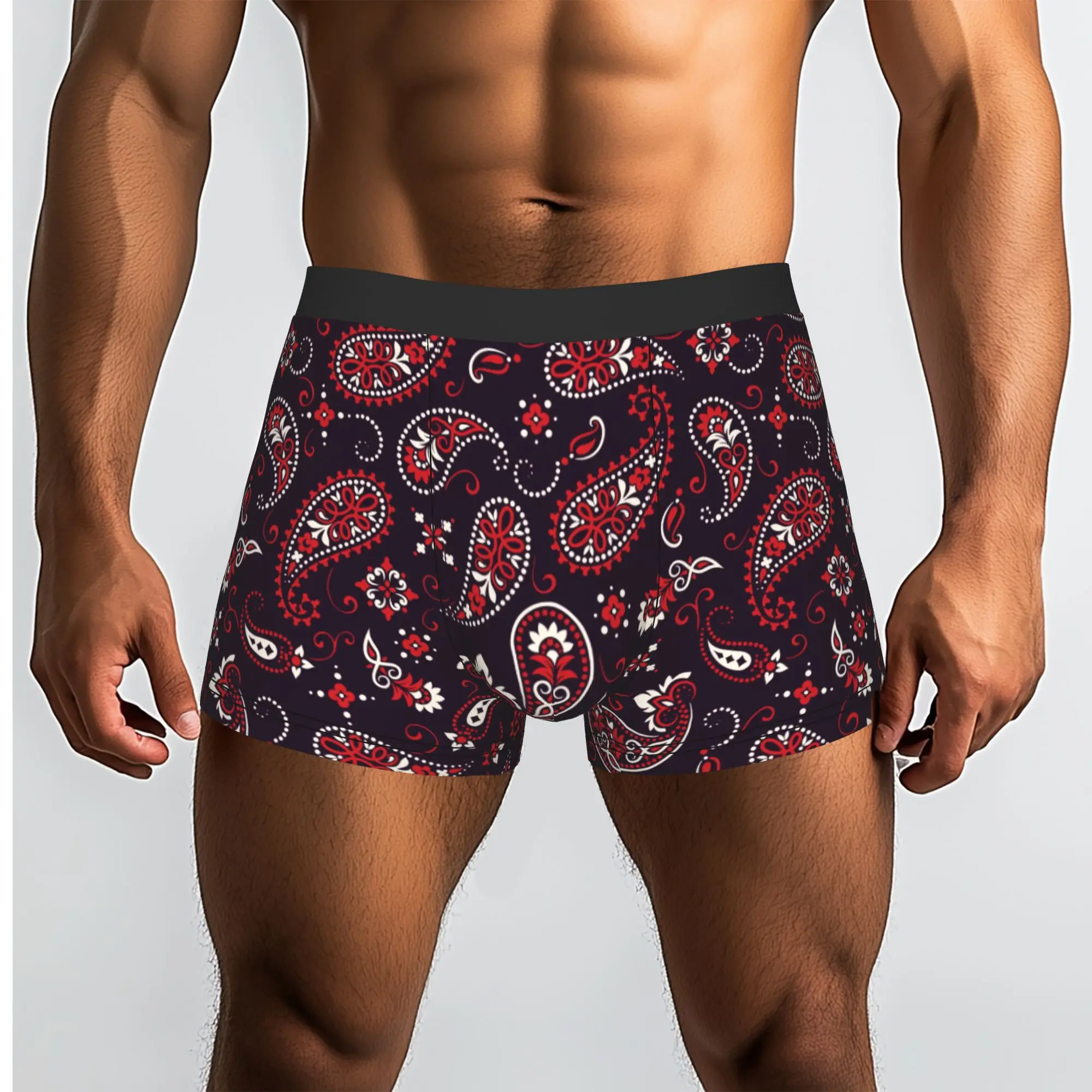 Custom Vintage Boho Paisley Bandana Print Boxers Shorts Men  Briefs Underwear Fashion Underpants