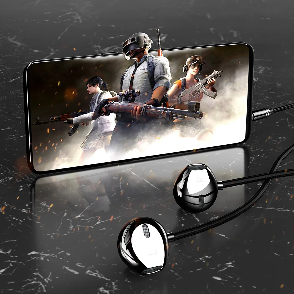 Hecho para Samsung huawei xiaomi tipo C y auriculares estéreo HIFI originales con cable de 3,5mm auriculares intrauditivos de graves pesados con micrófono