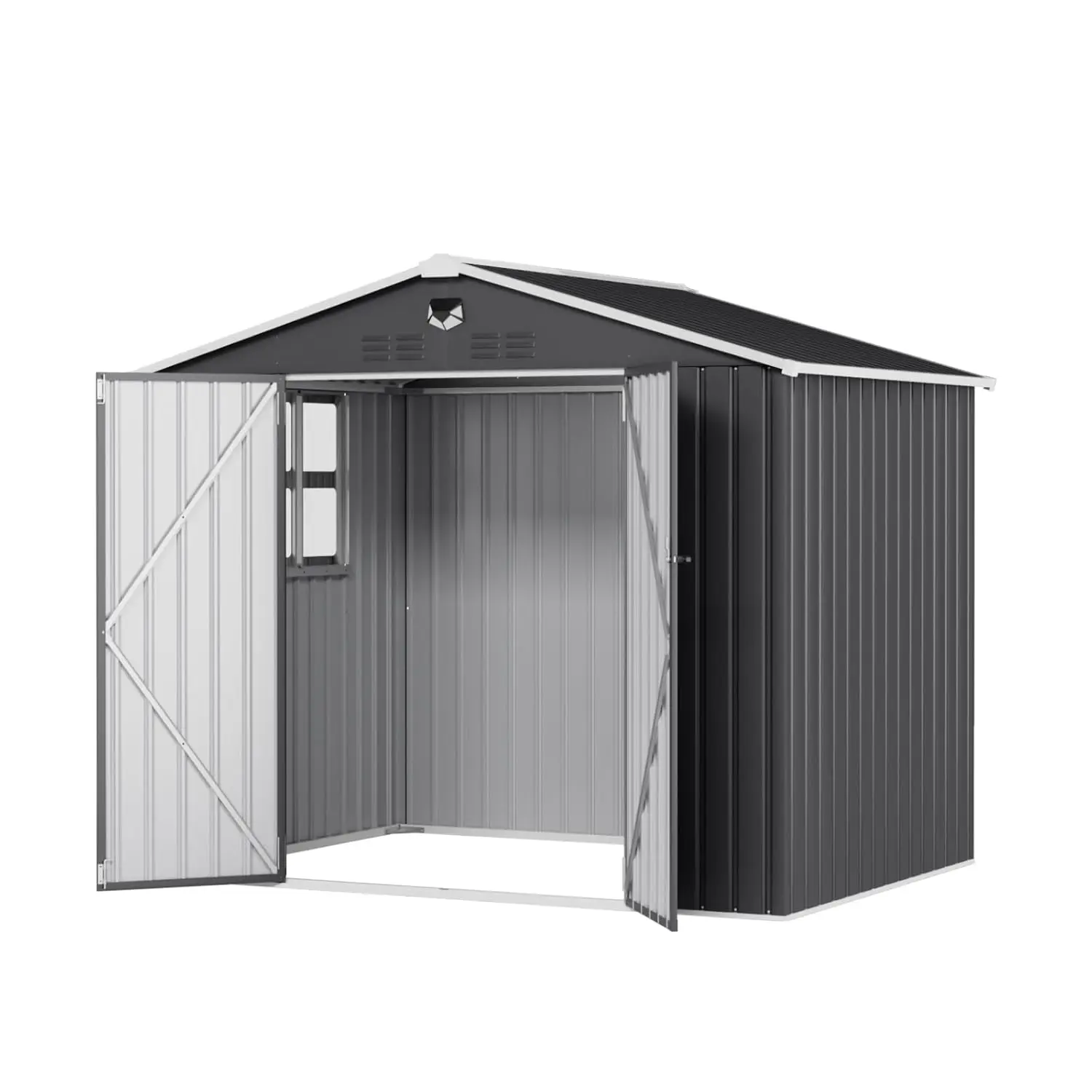 

8x6 FT Outdoor Storage Shed, Metal Garden Shed - Tool Storage Sheds with Lockable Doors & 1 Clear Window,, Customized