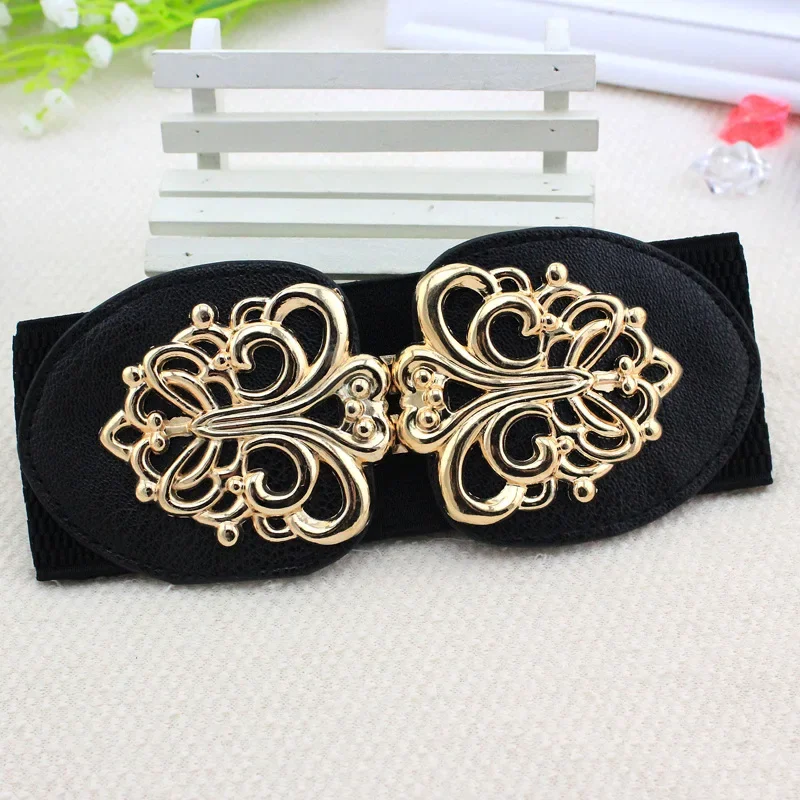 Fashion Stretch Buckle Waistband Waist Seal Korean Ladies Decorated Elastic Wide Belt Buckle Dress Sweater Waist for Woman