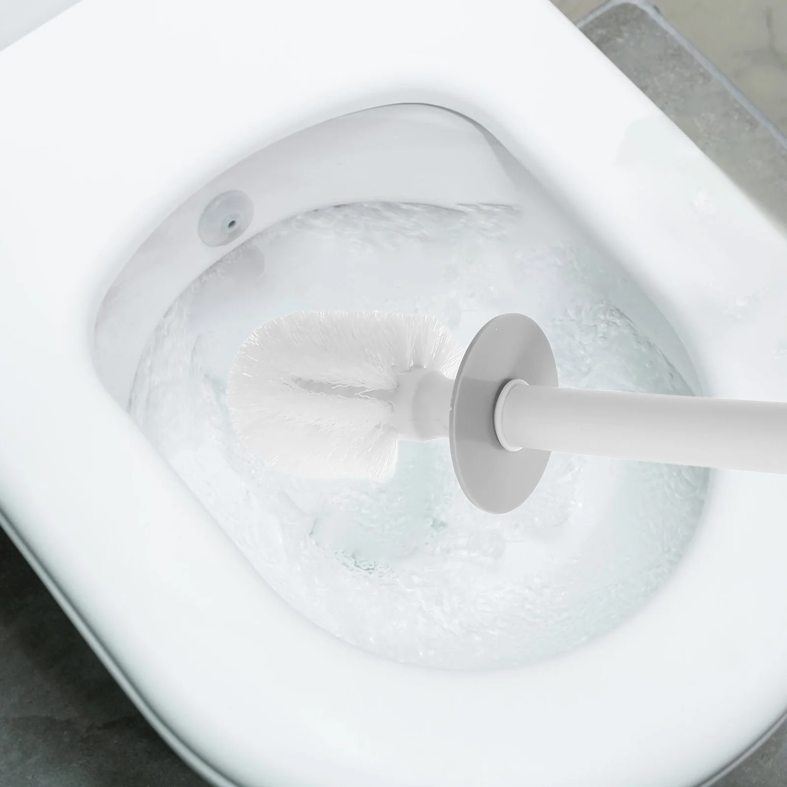 مجموعة فرش المرحاض المثبتة على الحائط بمقبض طويل وحامل فرشاة المرحاض البلاستيكي ومستلزمات تنظيف الحمام باللون الأبيض الميت #2