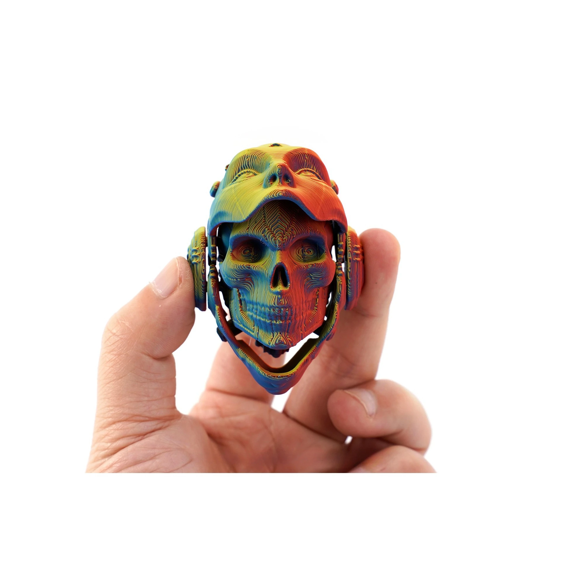 3D Printed Machined Mask Skull Mask Flip Keychain Creative Bag Pendant Car Keychain Desktop Ornament Funny Gift Miniatures