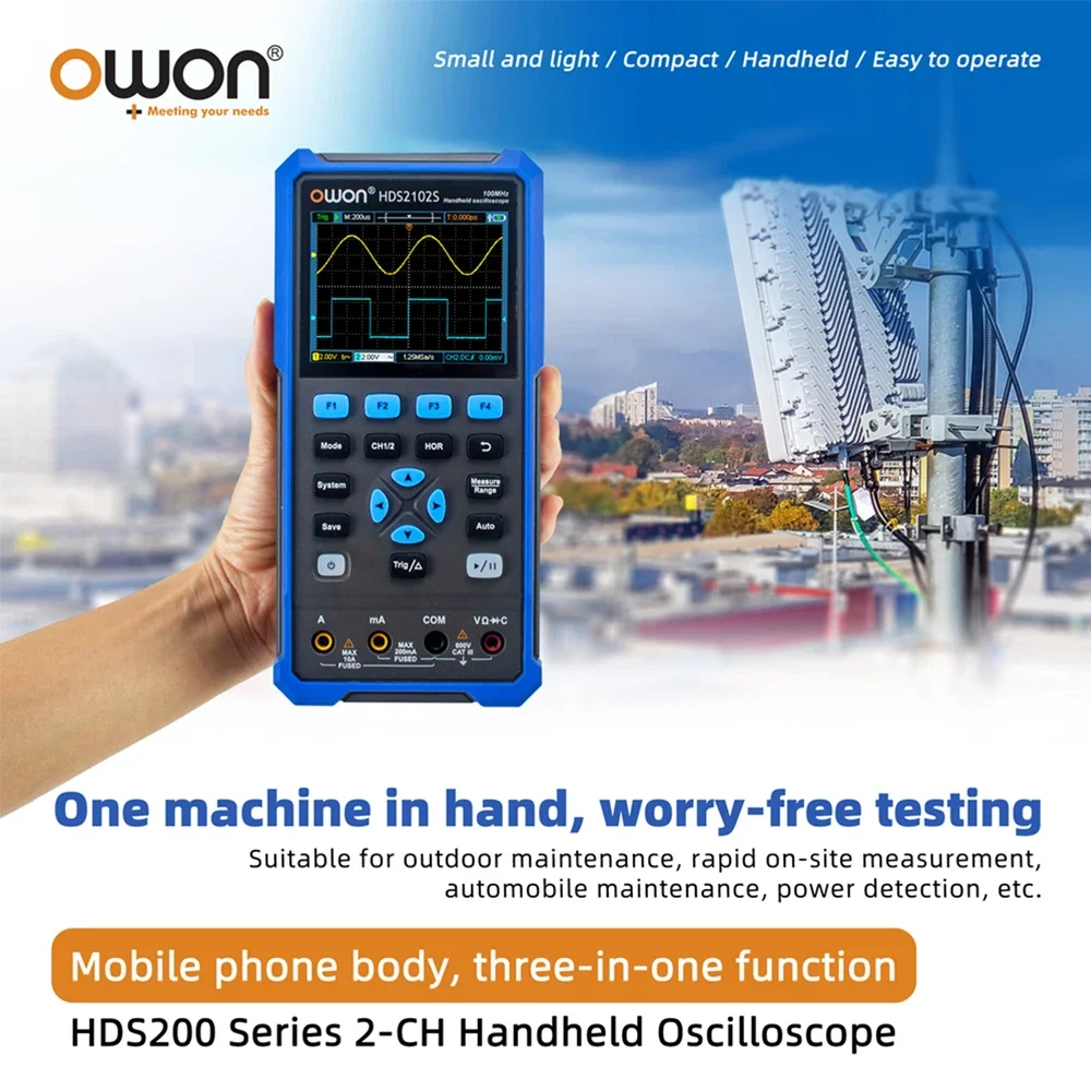 OWON HDS2202S Digital Oscilloscope 1GSa/s 200MHz Bandwidth Osciloscopio HDS2102S HDS272S HDS242S 2CH + 1CH Generator Multimeter