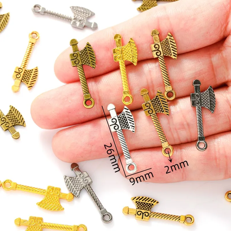 25pcs 5 colors alloy axe Charm For Necklace Bracelet necklace Pendant DIY Jewelry Crafts Making Accessories 26*9mm J477