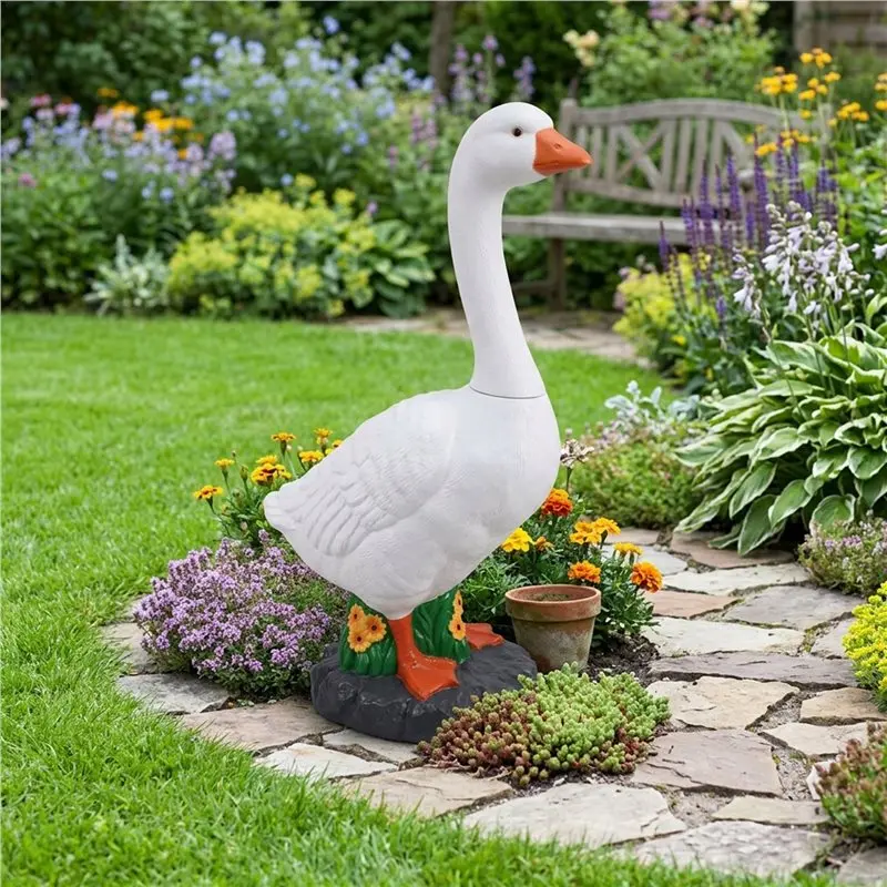 IALJ-Split Type Large For Garden Porch Goose Statue, 23 Inch Realistic Goose Sculpture For Yard, Fits Goose For Porch Duck Outfi