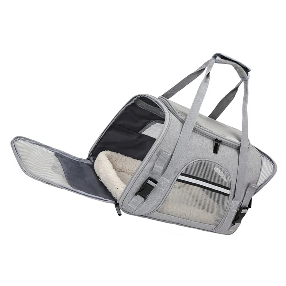 

Portable Pet Carrier Bag for Cat Dog Large Size Foldable Travel Backpack Gray Color Mesh Storage Carrying Supplies