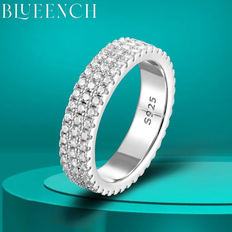 טבעת מויסנייט מלאה BLUEENCH כסף סטרלינג 925 מצופה זהב 18K 💎
