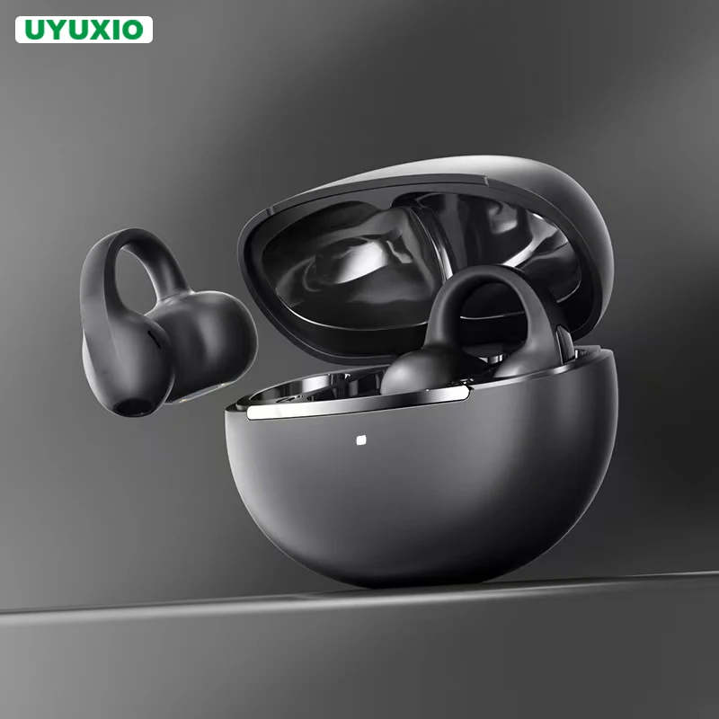 

UYUXIO Clip on Wireless Earphone BT 5.4 OWS Earbuds with 72H Play Time Long-Battery Life Ear Buds IP56 Waterproof Headphone