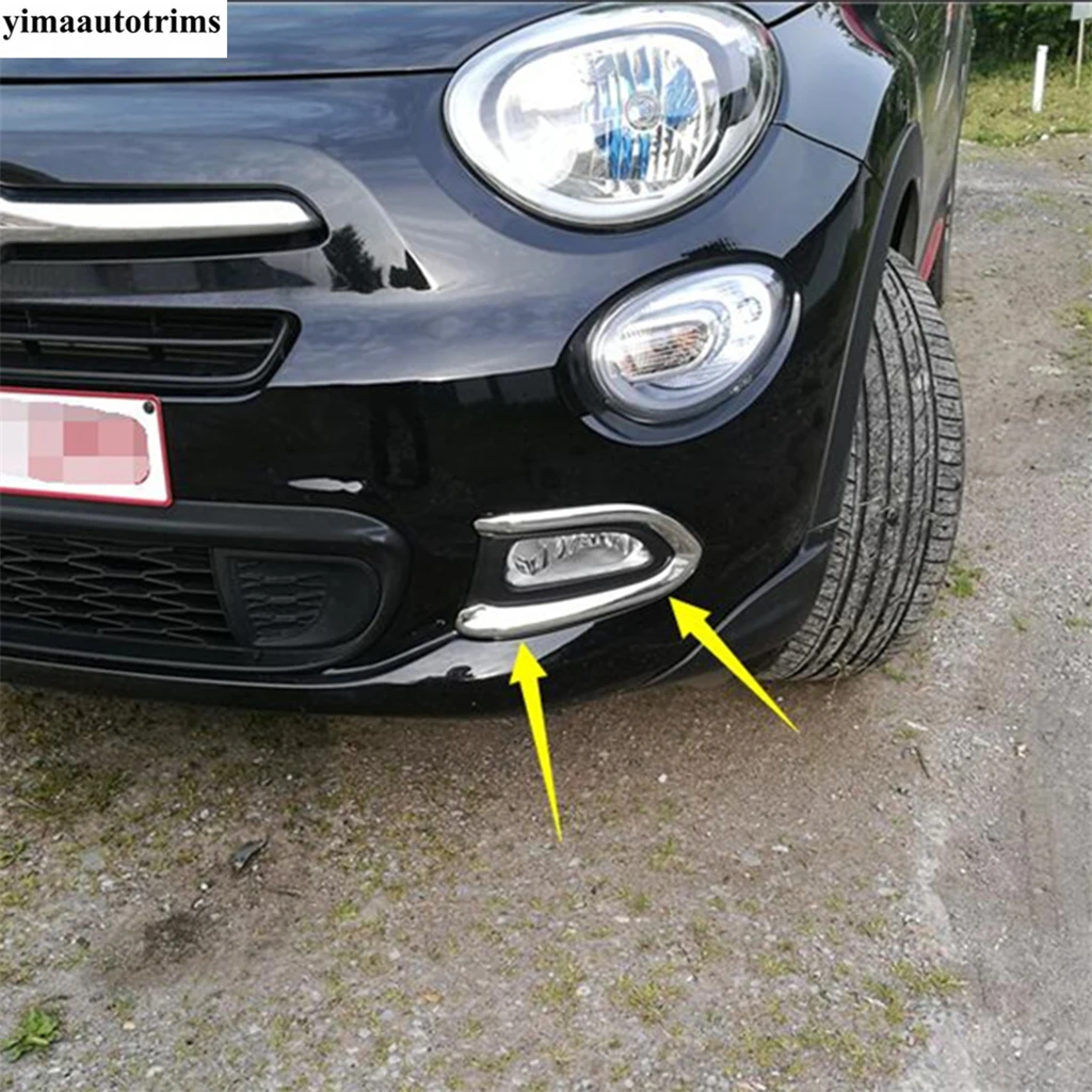 Chrome Door Rearview Mirror Shell / Front Head Fog Light Foglight Lamp Eyebrow Cover Trim Accessories For Fiat 500X 2015 - 2018