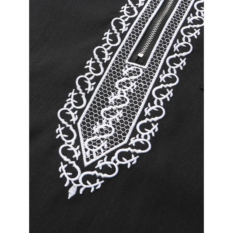 Abito ampio con cappuccio da uomo nuovo Abito da uomo musulmano a maniche lunghe ricamato di lusso Juba Abito tradizionale da uomo