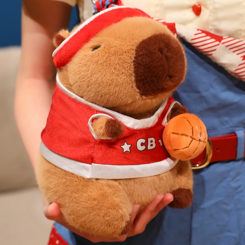 1 Stück 22 cm Kawaii Capybara Plüschtier trägt Fußball- und Basketballtrikots Cartoon Capybara mit Bällen Geburtstags-Weihnachtsgeschenk – Detail 16