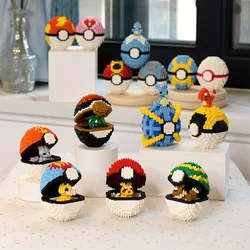 Bloques de construcción de Pokémon para niños, piezas pequeñas de juguete de Pokeball, Mini bloques de construcción de Pikachu ensamblados, modelo de bloques de figuras de Anime, regalo educativo, 357-452 piezas