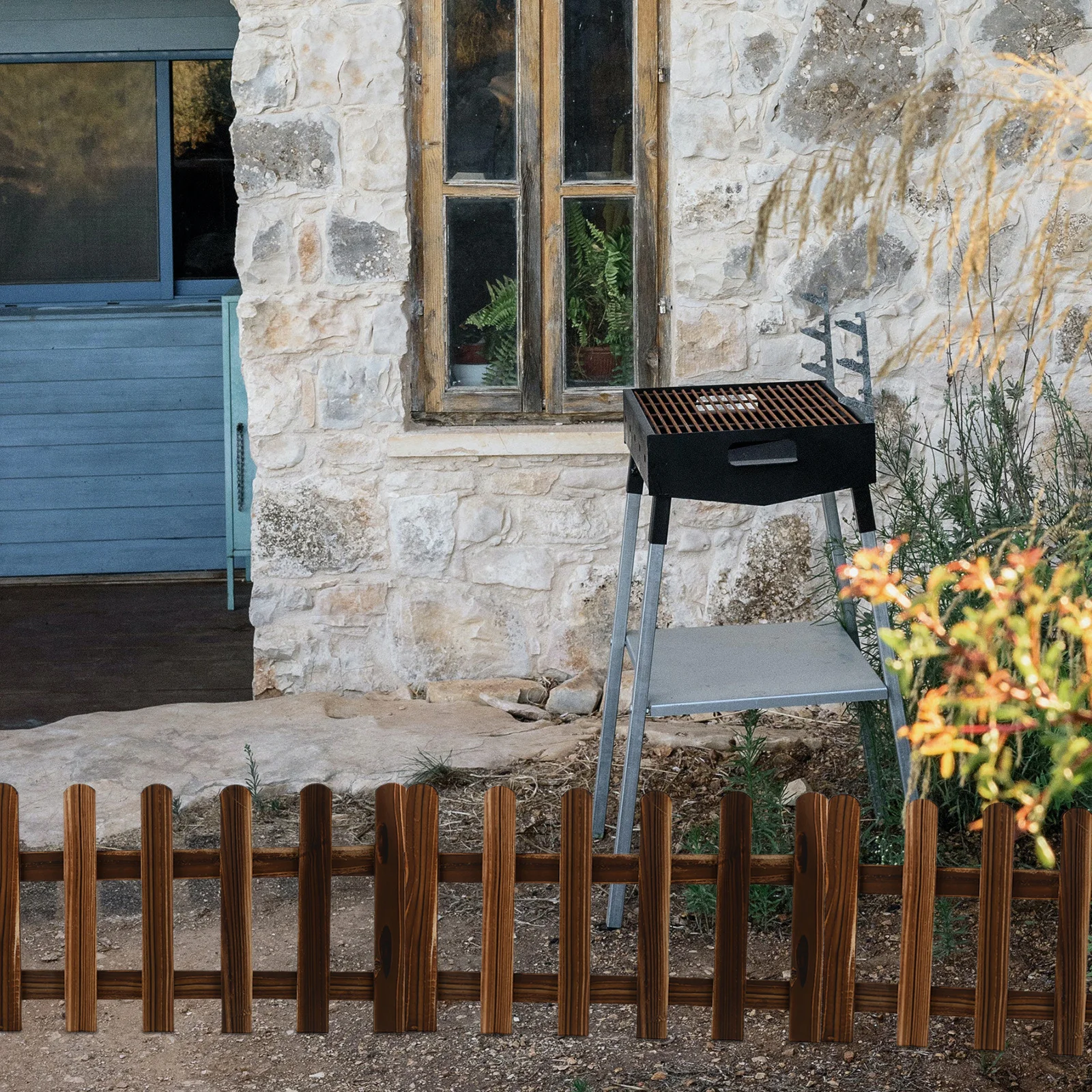 

2Pcs Wooden Fence for Garden Outdoor Decorative Fence Sturdy Reusable Landscape Partition DIY Yard Fencing for Courtyard Balcony