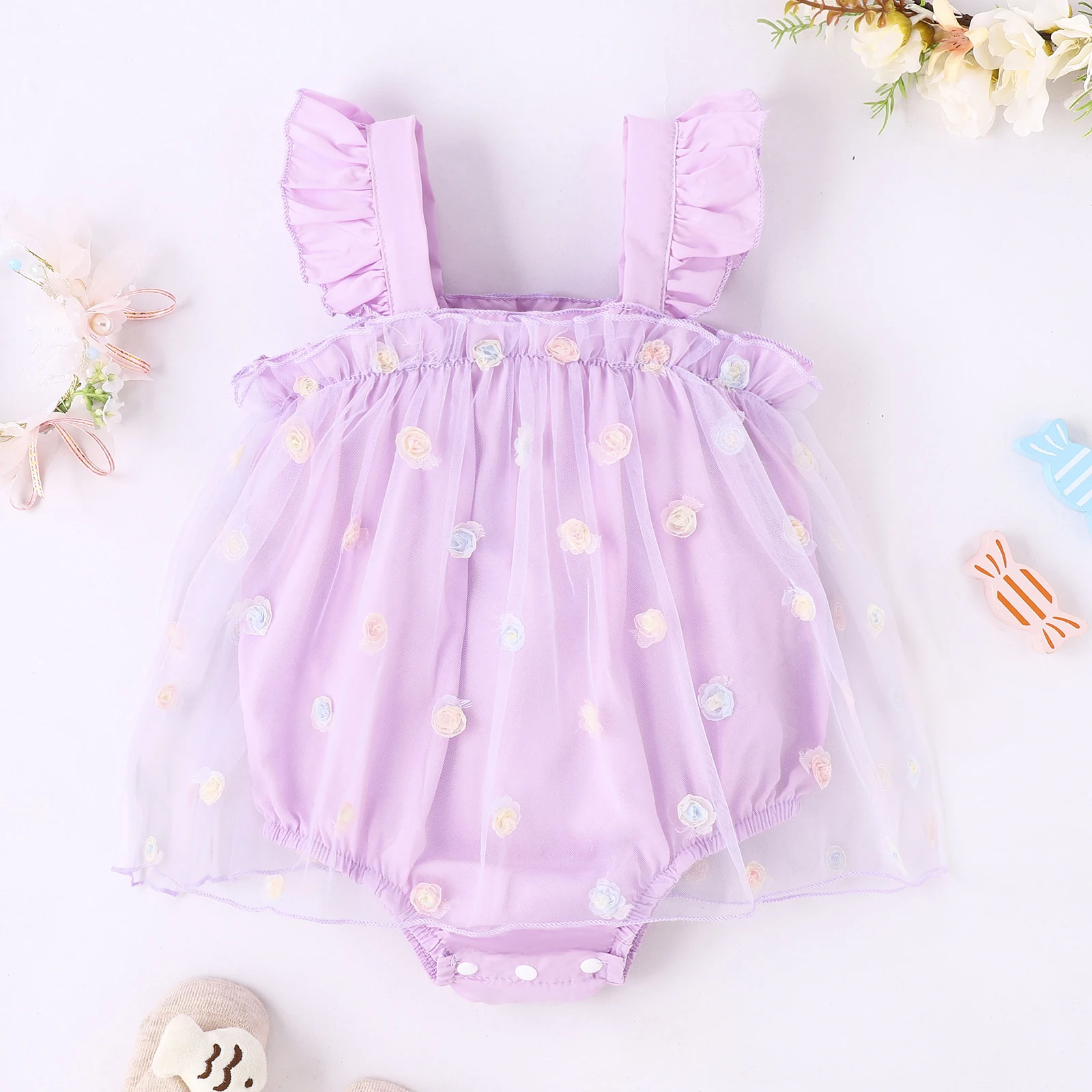 Summer 0-2 Years Old Baby Girls Baby Soft Comfortable Cool Beautiful Two-Color Halter Flower Skirt Dress