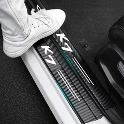 New 4pcs car stickers door sill strips pedals carbon fiber decorative strips for Kia K7 Auto Accessories