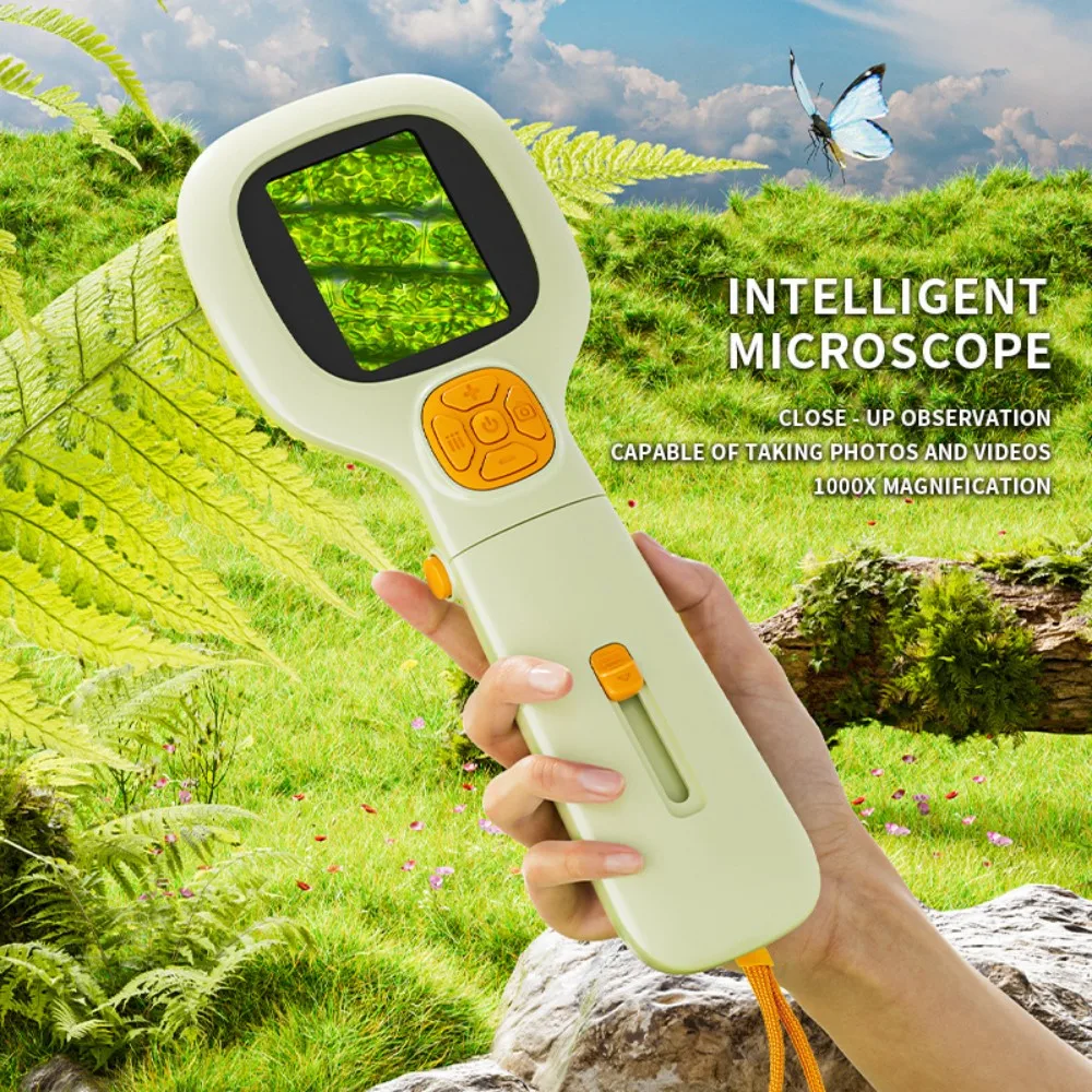 Handheld Microscope with HD Display with LED Light for Insect Leaf Texture Observation Kids Nature Explorer