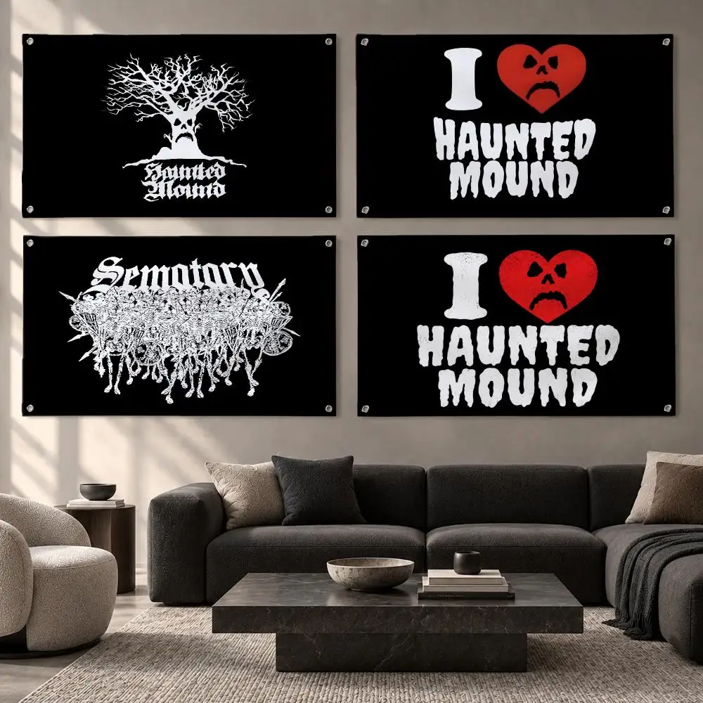 Rapper Sematary Haunted Mound Flags Fabric Pennant Banner, Apt Wall Decor, Living Corner, Bedroom, Studio, E-sports Room