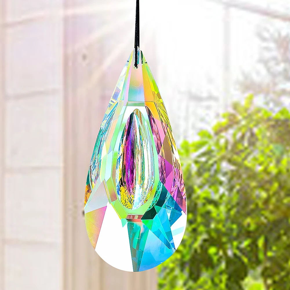 

120MM Rainbow AB Color Faceted Prism Water Droplet Dragon Eye Glass Crystal Aurora Streamer Sun Catcher Charm Chandelier Pendant