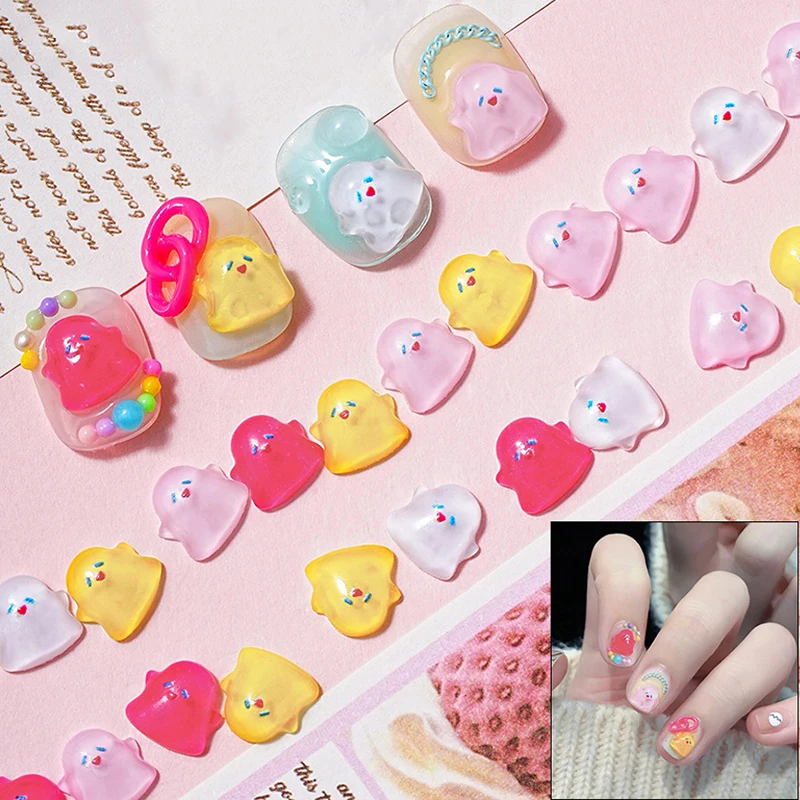 10PCS Cartoon Mini Nail Accessories Cute Little Ghost Nail Art Design Decoration Accessories Funny Earrings DIY Accessories