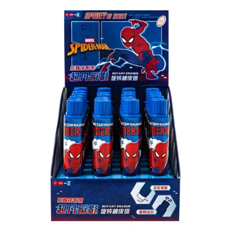 24pcs Yizheng Spider-Man Rotating Erasers Cute Student Pencil Erasers Stationery Supplies Gift Wholesale