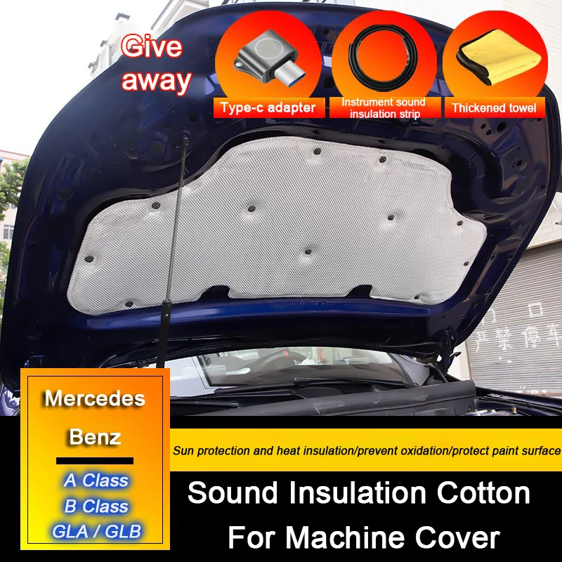 

For Mercedes Benz GLA GLB A B Class X247 X156 W177 W247,Front Engine Hood Sound Insulation Cotton Heat Insulation Pad Fireproof