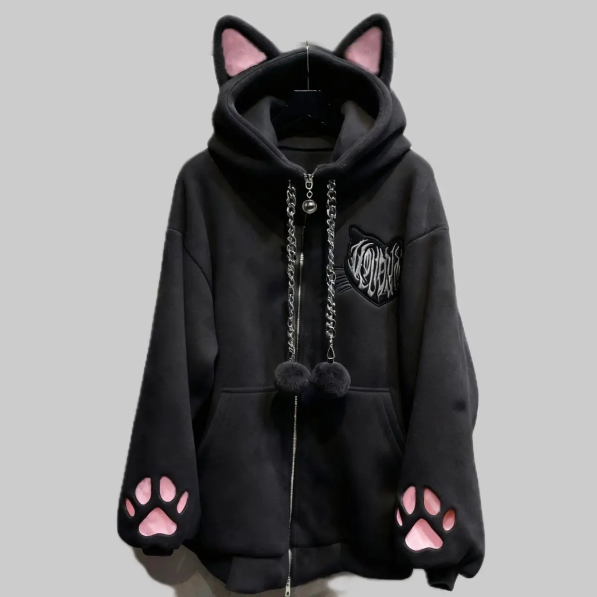 Thicked Women Jackets Cute Cat Ear Hooded Long Sleeve Punk Outerwear Fashion Casual Warm Coats 2025 Ropa Mujer Japanese  Tops