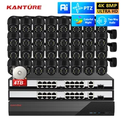 32CH NVR 4K H.265 PTZ Security Camera System POE IP 8MP Human Detection Auto Track Two-Way Audio Video Surveillance Kit XMEYE