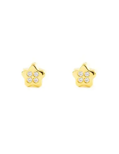 Earrings baby/girl 18k gold star zirconia