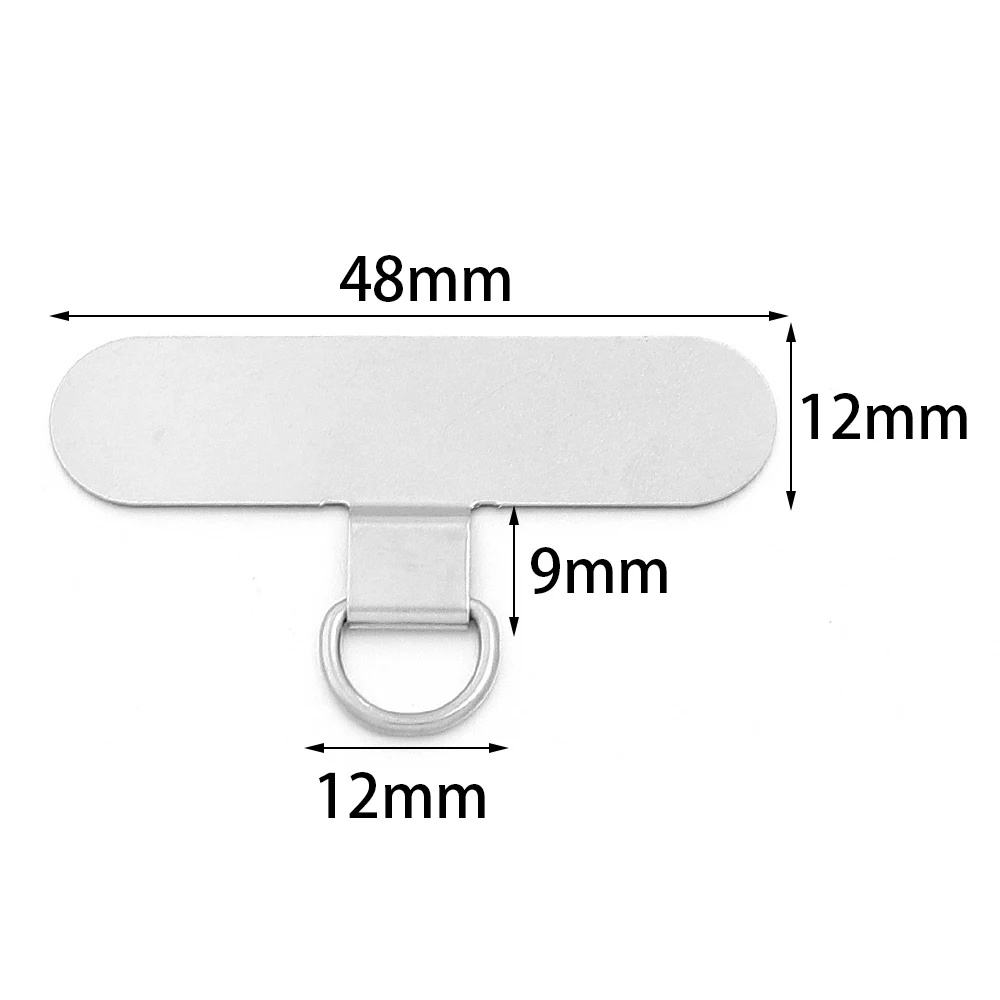 5pcs Universal Stainless Steel Phone Tether Tab Ultra-thin Metal Replacement Phone Lanyard Card Patch Anti-lost Hanging Cord Tab