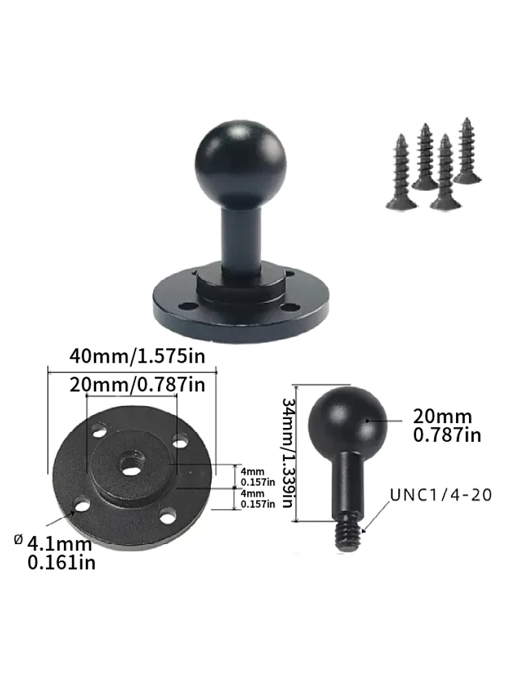 Adaptateur de base à rotule 17/20/25 40mm, support de série à Clip pour caméra d'action Gopro, conversion et fixation de téléphone, accessoires de support de caméra