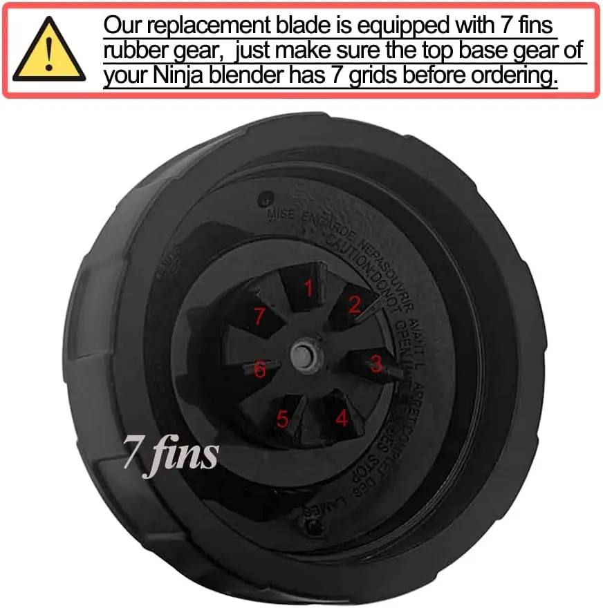 Lame De Rechange Pour Ninja Pro 7 Ailettes - Compatible Nutri Ninja Auto-iQ BL480 BL481 BL482-30 BL487 BL492 - Acier Inoxydable + Joint - Anti-rouille - 9,9 Cm