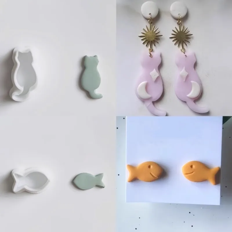 Cute Cat Polymer Clay Molds crabs ladybird Rabbit Polymer Clay Cutter DIY Earrings Jewelry Shaping Cutting Pottery Tools