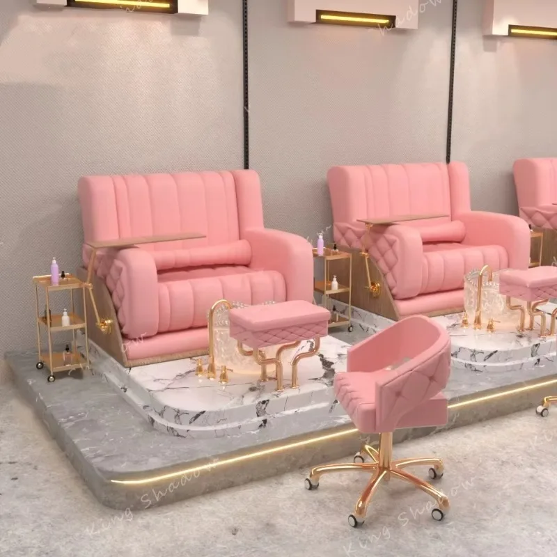 New Design Luxury Pedicure Sofa Chair Modern Nail Pedicure Spa Salon Furniture White Color Pedicure Station