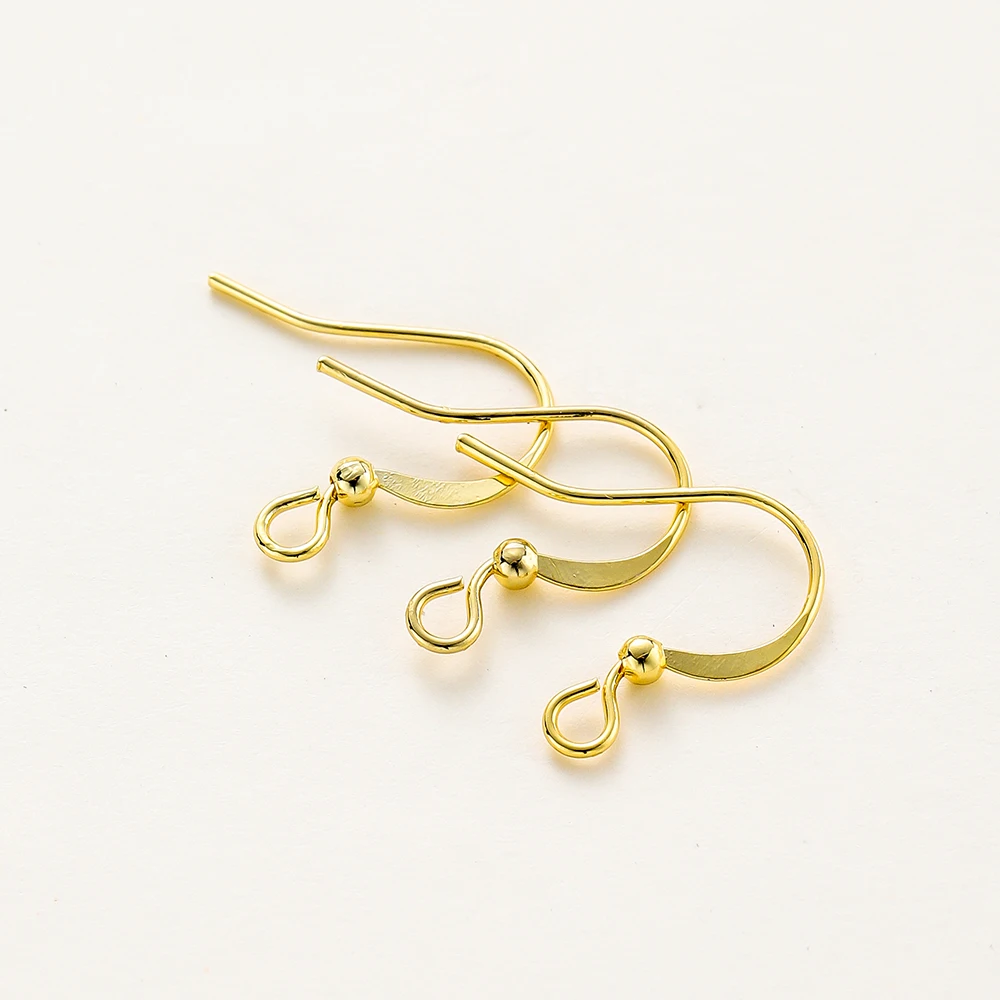 20Pcs 17*19mm 14K/18K Gold Color Plated Brass Flat Earrings Hooks for DIY Earring Jewellery Making Supplies Accessories