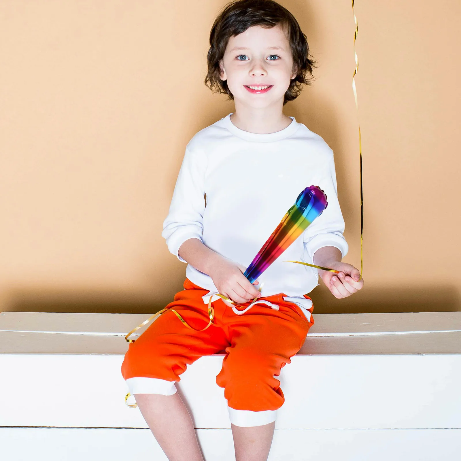 10 pcs Rainbow Balloon Sticks 14 Inch Inflatable Cheering Wand For Party Sports Events Parade Pride Spirit