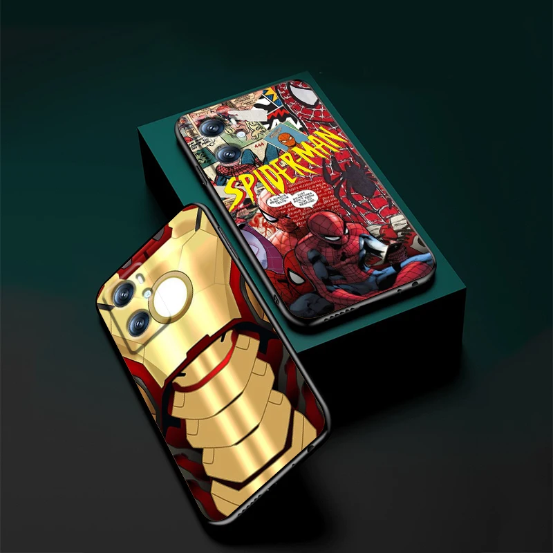 Marvel Hero Logo Anime For OPPO Find X6 X5 X3 A54S A5 A94 A16 A53S A57 A74 A72 A98 A78 A96 A9 5G Black Soft Phone Case